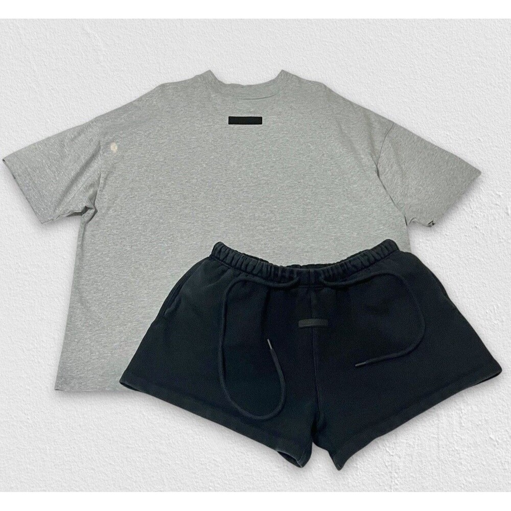 Fear Of God Essentials Black Sweat Shorts & Grey Tee Men’s Medium Authentic